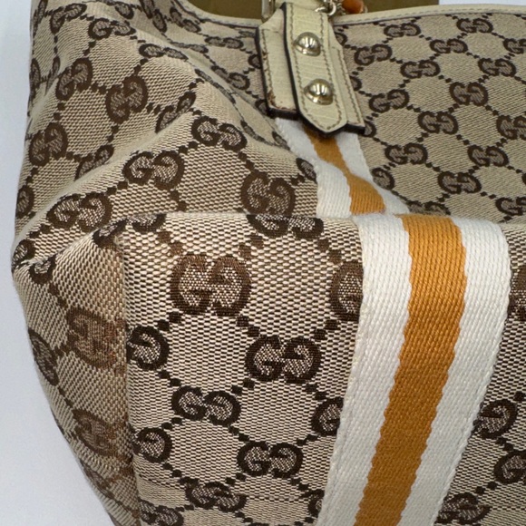 Gucci Brown and Cream Sherry Line Monogram Tote with Original Charms - Picture 16 of 17
